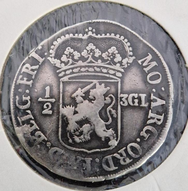 Nederland 1696 - Halve 3 gulden -  Friesland, Postzegels en Munten, Munten | Nederland, Losse munt, Overige waardes, Vóór koninkrijk