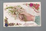 8123 Oude reliëfkaart bloemen lelietjes van dalen, Verzenden, Gelopen, Overige thema's