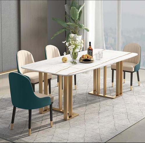 Echte Marmer eettafel, Huis en Inrichting, Tafels | Eettafels, Zo goed als nieuw, 50 tot 100 cm, Vijf personen of meer, Rechthoekig