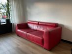 Montèl 2,5 zits bank rood leer, Ophalen, Stoer industrieel modern, Tweepersoons, Zo goed als nieuw
