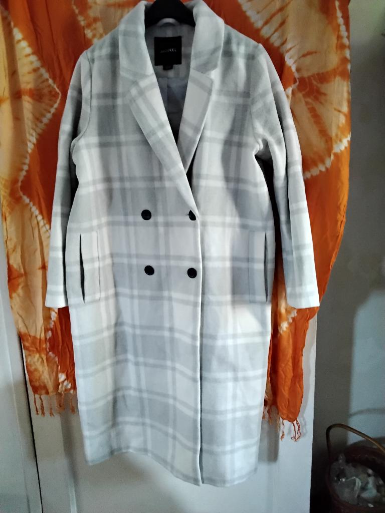 Monki Wollen Jas Mantel Dames L Helemaal NIEUW ecru grijs, Kleding | Dames, Jassen | Winter, Ophalen, Wit, Maat 42/44 (L), Nieuw