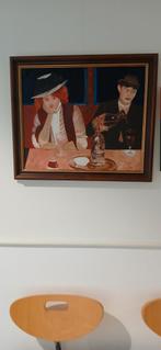 olieverf op doek. café tafereel, Cuby en lady in blue, Antiek en Kunst, Kunst | Schilderijen | Klassiek, Ophalen of Verzenden