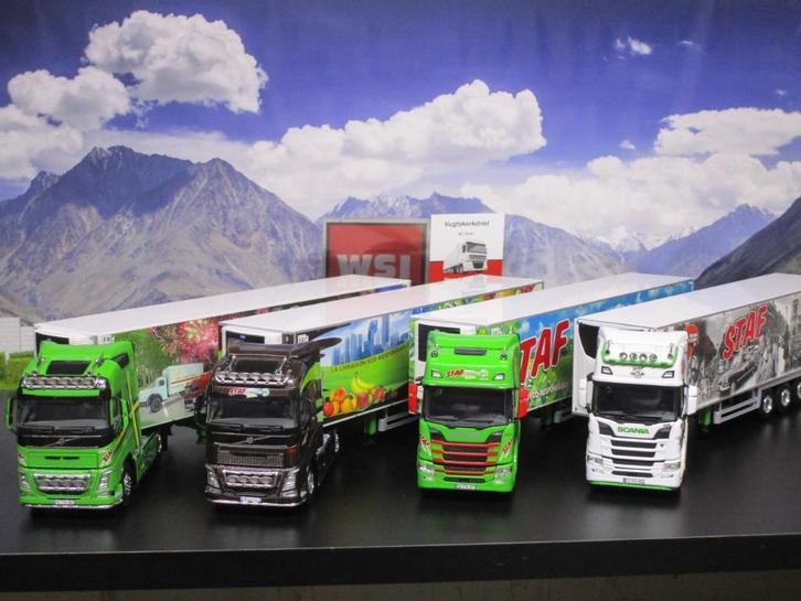 Wsi Scania & Volvo setje Staf Transporte , Zie Omschrijving, Hobby en Vrije tijd, Modelauto's | 1:50, Nieuw, Bus of Vrachtwagen