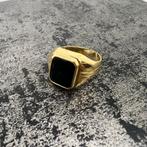 14k gouden zegelring heren onyx zwart steen