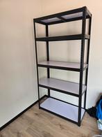 Zware metalen opbergrek Zwart met witte planken 90x 180cm, Ophalen of Verzenden, Zo goed als nieuw, X, X