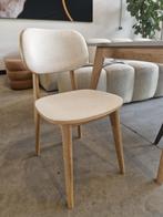 Eetkamerstoel 100% eiken met stoffen bekleding NIEUW, Ophalen, Hout, Bruin, .