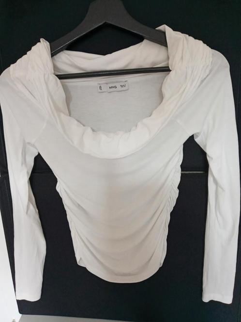 S aparte top wit smock aan zijkant en lage soepele kol visc., Kleding | Dames, Tops, Gedragen, Maat 36 (S), Wit, Lange mouw, Ophalen of Verzenden
