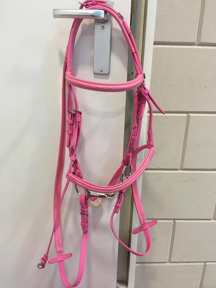 Roze tekna hoofdstell maat: pony, Dieren en Toebehoren, Paarden en Pony's | Hoofdstellen en Tuigage, Zo goed als nieuw, Ophalen of Verzenden