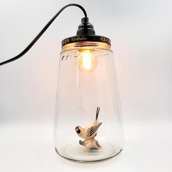 Kesbekelamp met vogeltje | Glazen vogellamp | Lamp Vogeltjes, Huis en Inrichting, Lampen | Hanglampen, Nieuw, Minder dan 50 cm