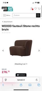 Woood fauteuil stone 1.5 zits bruin, Ophalen of Verzenden, Zo goed als nieuw
