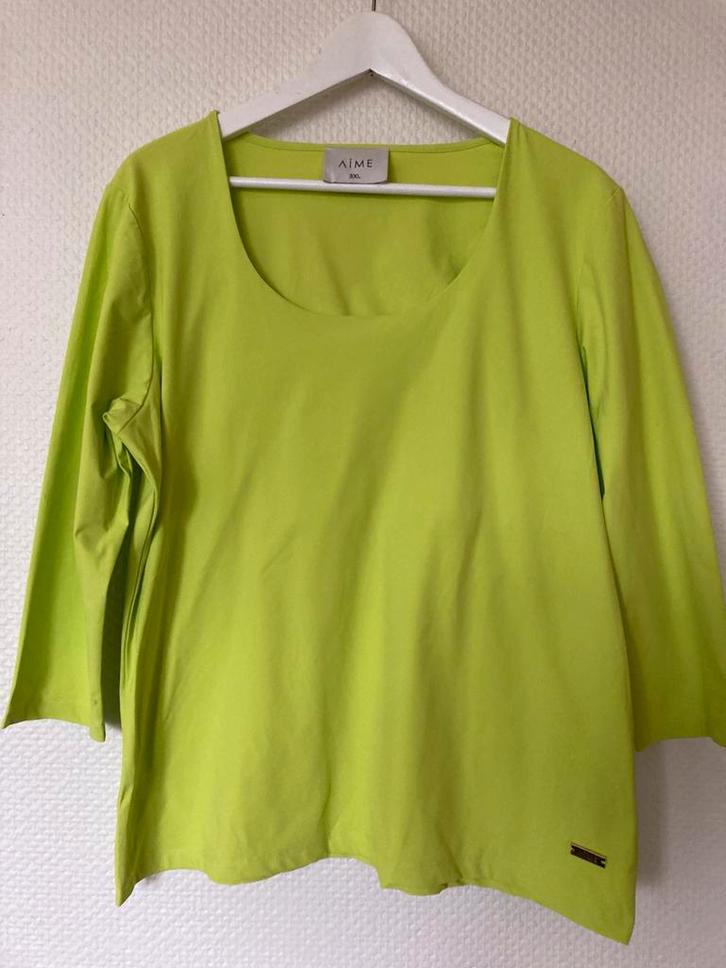 AIME Neon Groene Top Maat XXXL=46 Travel, Kleding | Dames, Tops, Zo goed als nieuw, Maat 46/48 (XL) of groter, Groen, Lange mouw