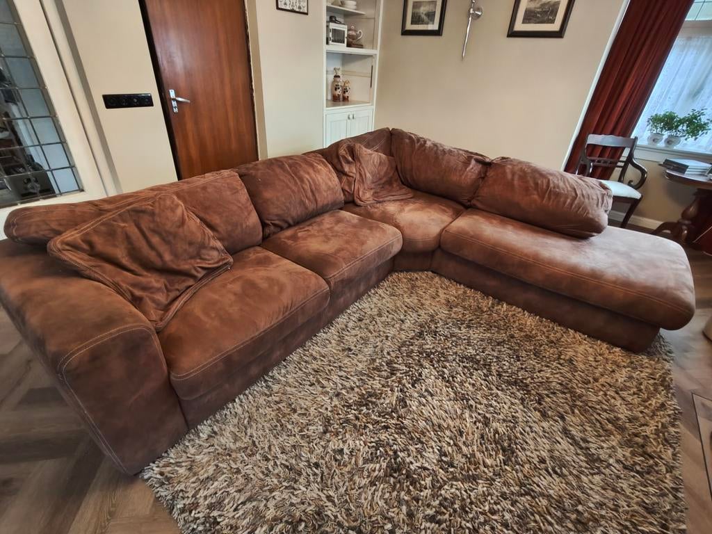 Grote hoekbank met chaise longue - 300x260 cm, Huis en Inrichting, Gebruikt, Hoekbank, 300 cm of meer, Ophalen of Verzenden