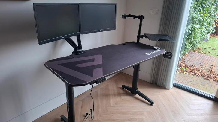 Sta- zitbureau, hoog laag bureau, zie spec!, Computers en Software, Laptoptafels, Zo goed als nieuw, In hoogte verstelbaar, Ophalen