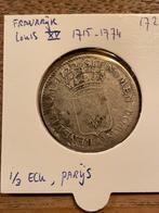 1/3 Ecu 1722 A Coin, Louis XV, 1/3 Écu de France, Paris, Ophalen of Verzenden, Frankrijk, Zilver