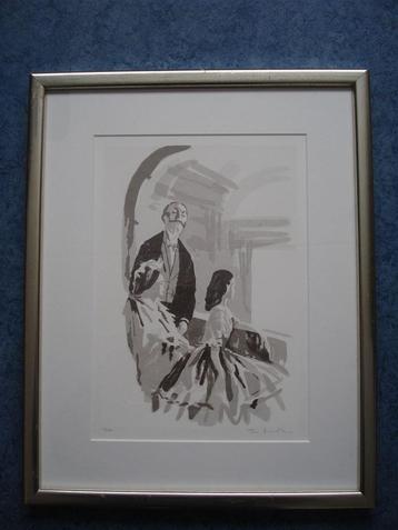 Zeefdruk, theater, signatuur onbekend, gelijst beschikbaar voor biedingen