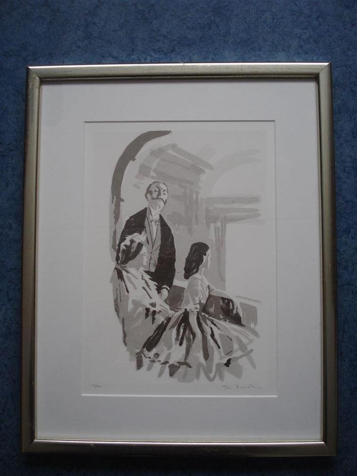 Zeefdruk, theater, signatuur onbekend, gelijst, Antiek en Kunst, Kunst | Litho's en Zeefdrukken, Ophalen of Verzenden