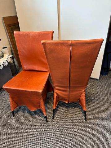 6x Gerard vd Berg Label leren stoelen rood beschikbaar voor biedingen