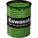 Kawasaki motor oil barrel reclame spaarpot van metaal