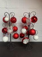 2 kerstbalhouders met rode en witte kerstballen, Diversen, Kerst, Ophalen, Zo goed als nieuw