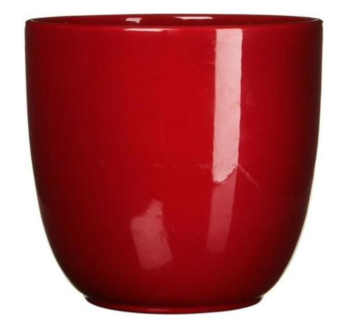 2 Mica Decorations Tusca Bloempot H16 x Ø17 cm – Donkerrood, Tuin en Terras, Bloempotten, Zo goed als nieuw, Aardewerk, Binnen