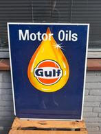 Gulf motor olie oude lichtbak reclame plaat, Ophalen, Reclamebord, Gebruikt, .