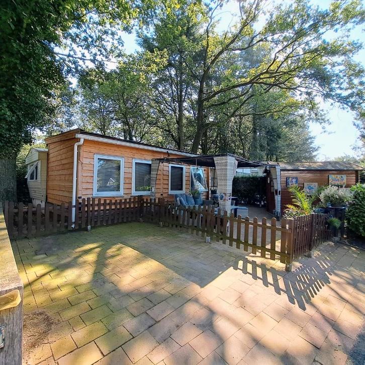 Stacaravan met geisoleerde aanbouw Lunteren., Caravans en Kamperen, Stacaravans, tot en met 5, Ophalen of Verzenden