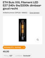 Nieuw! ETH Buis XXL Filament LED E27 - Dimbaar Goud, Huis en Inrichting, Lampen | Losse lampen, 30 tot 60 watt, Led-lamp, Soft of Flame