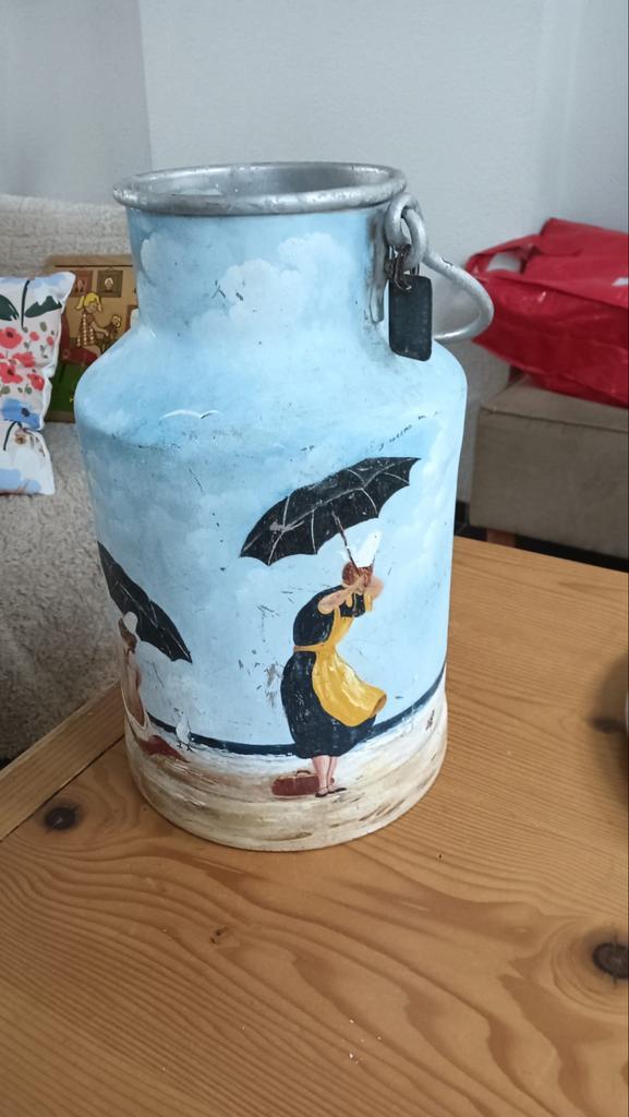 Franse Melkbus - Handbeschilderd Strandtafereel, Antiek en Kunst, Curiosa en Brocante, Ophalen of Verzenden