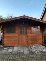 Blokhut met luifel 380x300 cm, Tuin en Terras, Tuinhuizen, 250 tot 500 cm, Blokhut, Ophalen of Verzenden, 2 ramen