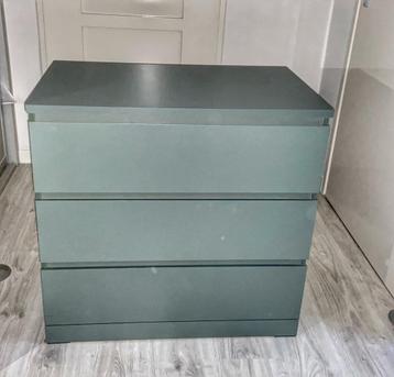 IKEA Malm 3-ladenkast grijsgroen - afbeelding 1