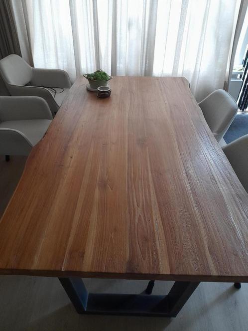 boomstam tafel massief blad of compleet met stalen poten, Huis en Inrichting, Tafels | Eettafels, Gebruikt, 50 tot 100 cm, 150 tot 200 cm