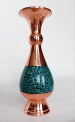 Turquoise inleg op koper vaas, Antiek en Kunst, Kunst | Designobjecten, Ophalen