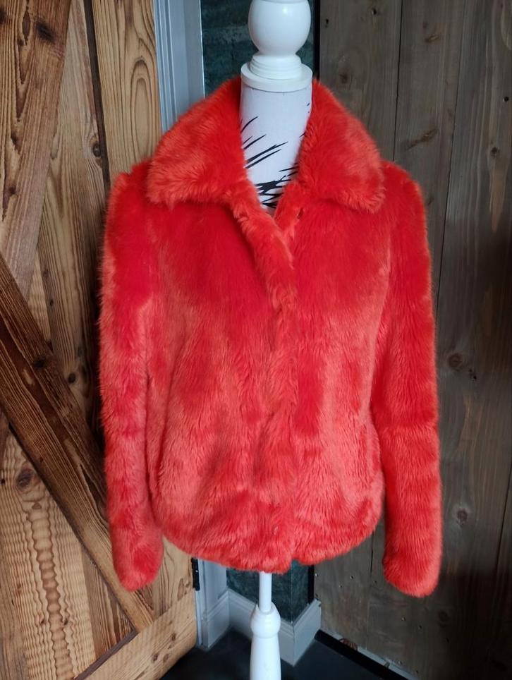 Oranje pluche zachte jas, Kleding | Dames, Jassen | Winter, Zo goed als nieuw, Maat 38/40 (M), Oranje, Ophalen of Verzenden