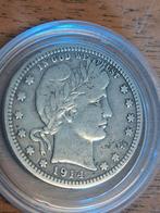 Quarter dollar 1914, Ophalen of Verzenden, Noord-Amerika, Losse munt, Zilver