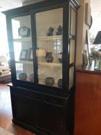 Zwarte buffetkast schuifdeuren 125 cm, Ophalen, Gebruikt, 200 cm of meer, Glas