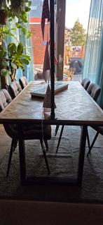 Eettafel met 6 stoelen, Zo goed als nieuw, Vijf personen of meer, 150 tot 200 cm, Rechthoekig