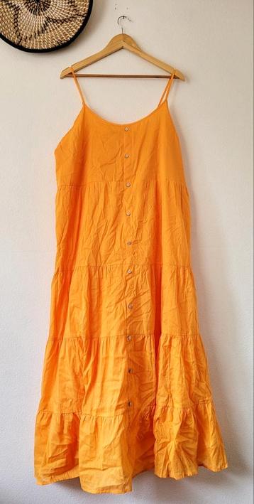 Primark lange katoenen oranje jurk maat 50