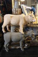 Antiek frans flock dier ezel en os kerststal Provence, Antiek en Kunst, Antiek | Religie, Ophalen