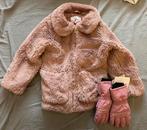 Nieuwe roze fluffy winterjas + handschoenen maat 110/116, Meisje, H&M, Nieuw, Ophalen of Verzenden