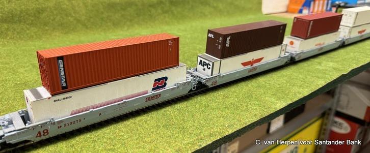 Athearn USA Gunderson Container Train 5 car set, Hobby en Vrije tijd, Modeltreinen | H0, Gebruikt, Wagon, Gelijkstroom, Overige merken