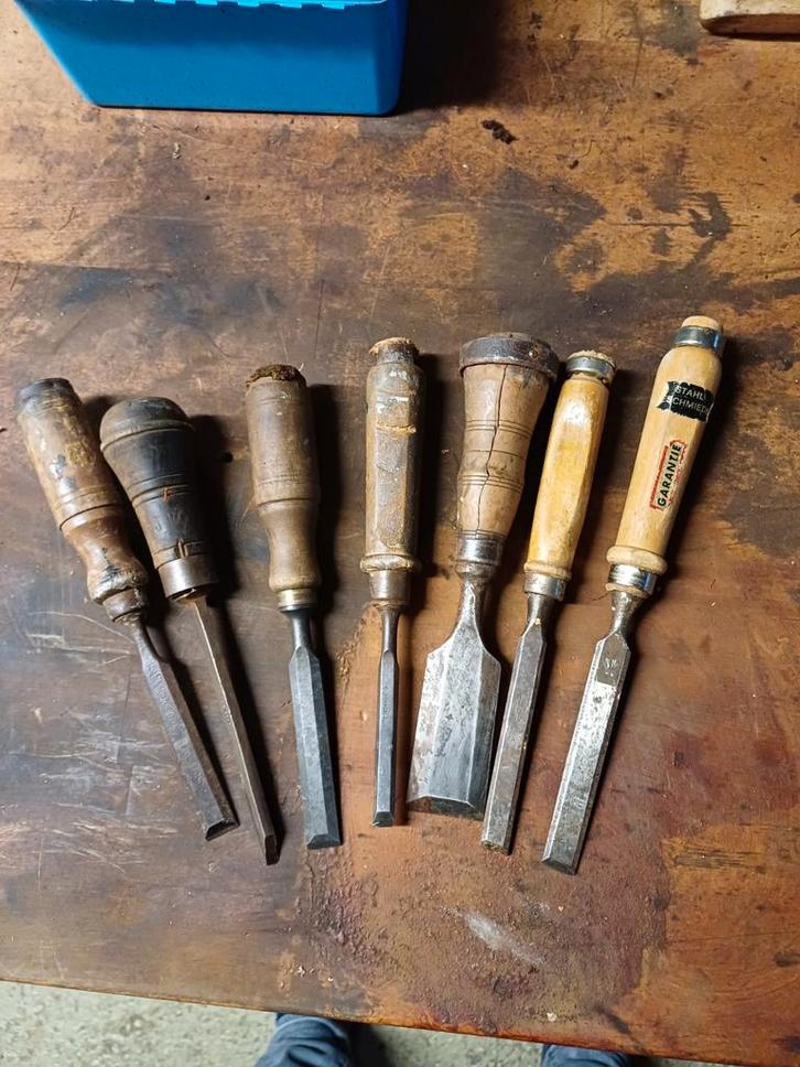Setje oude beitels - 7 stuks, Antiek en Kunst, Antiek | Gereedschap en Instrumenten, Ophalen of Verzenden