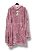 Roze Fluffy trui met capuchon,  One size t/m Maat 52, Kleding | Dames, Grote Maten, G, G, Nieuw, Ophalen of Verzenden