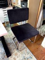 4x comfortabele zwarte ribstof stoelen, Huis en Inrichting, Ophalen, Zwart, Zo goed als nieuw, Vier