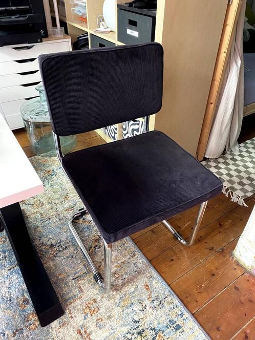 4x comfortabele zwarte ribstof stoelen, Huis en Inrichting, Stoelen, Zo goed als nieuw, Vier, Stof, Zwart, Ophalen