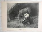 W. Räuber, Genovefa, 1880, or. gravure, 30x23cm. Perfect!, Antiek en Kunst, Kunst | Etsen en Gravures, Ophalen of Verzenden