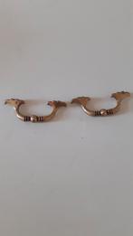 2 antieke messing lade of kast grepen, Ophalen of Verzenden, Koper