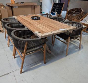 10 stuks Reod tuinstoel, eetstoel ibiza, zwart touw beschikbaar voor biedingen