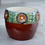 Antieke bloempot /cache pot majolica floraal decor ca. 1915, Ophalen