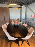 Tafel zwart 180x100x78, plus stoelen beige grijs,, Huis en Inrichting, Tafels | Eettafels, Ophalen, Overige materialen, 50 tot 100 cm