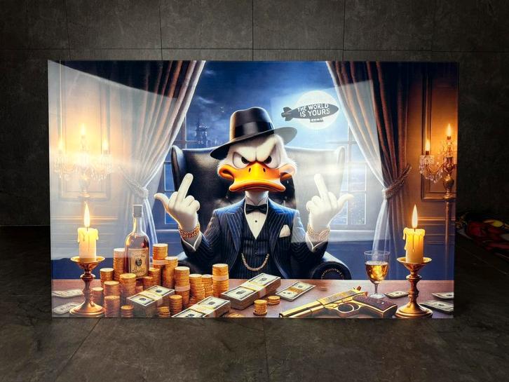 Dagobert Duck plexiglad schilderin, Antiek en Kunst, Kunst | Schilderijen | Abstract, Ophalen of Verzenden